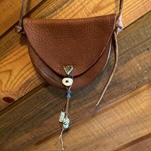 Cute small leather satchel/purse with beads